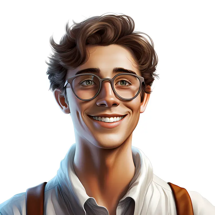 Smiling Animated Boy with Glasses