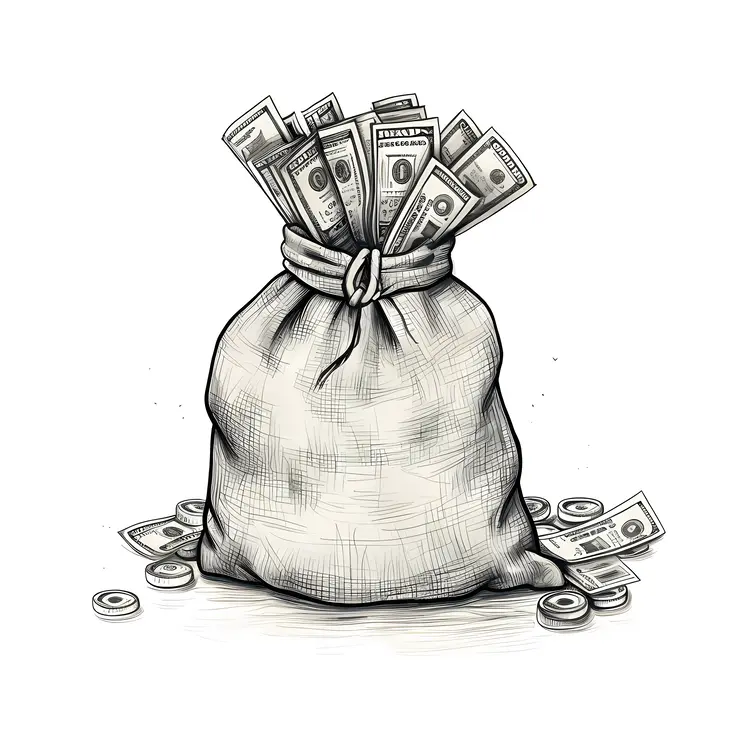 Sketch of Money Bag with Cash