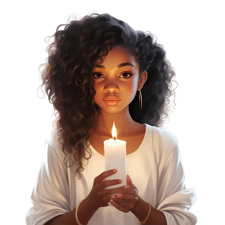 Young Woman Holding Candle