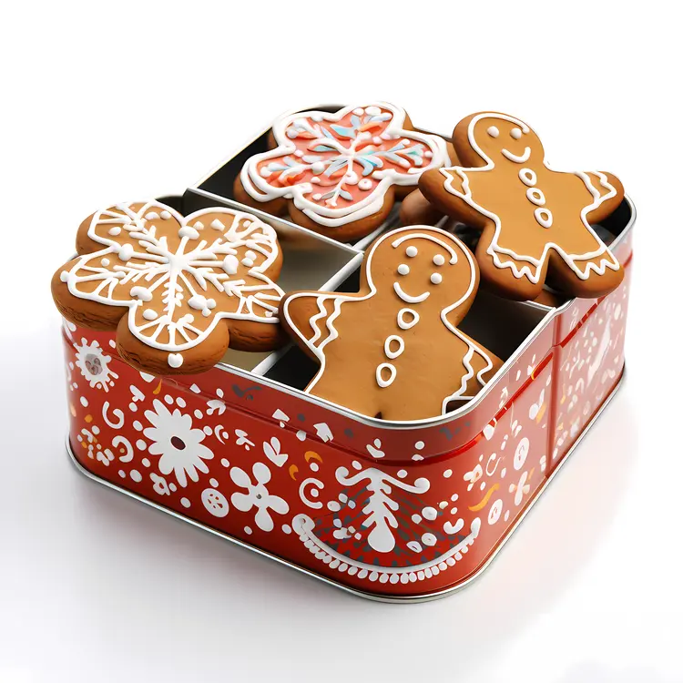 Gingerbread Cookies in a Festive Tin Box