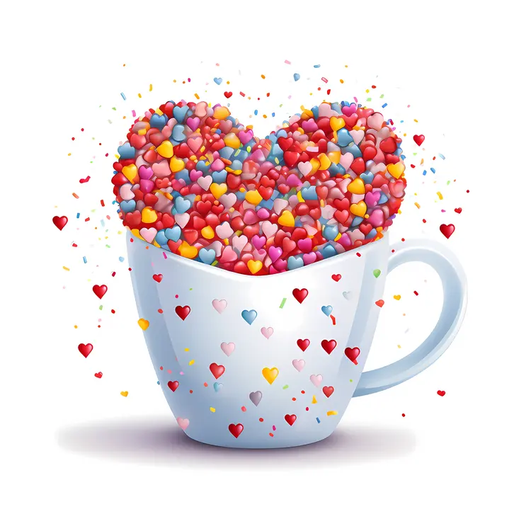 Colorful Heart-filled Cup for Valentine's Day