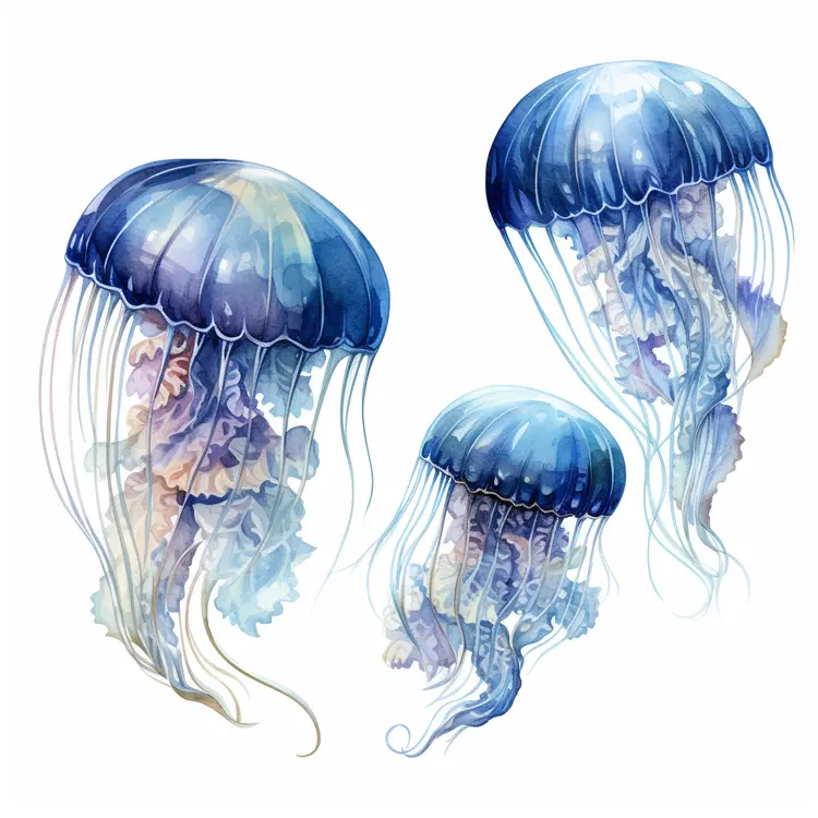 Beautiful Jellyfish in Watercolor Style