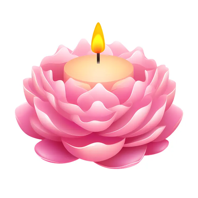 Pink Candle with Lotus Petals