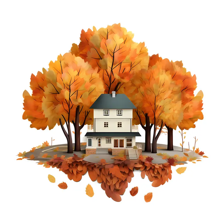 House Surrounded by Autumn Trees