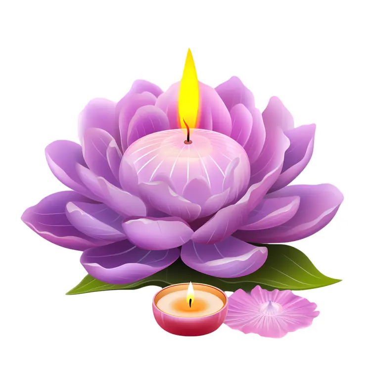 Purple Lotus Flower with Candles for Relaxation