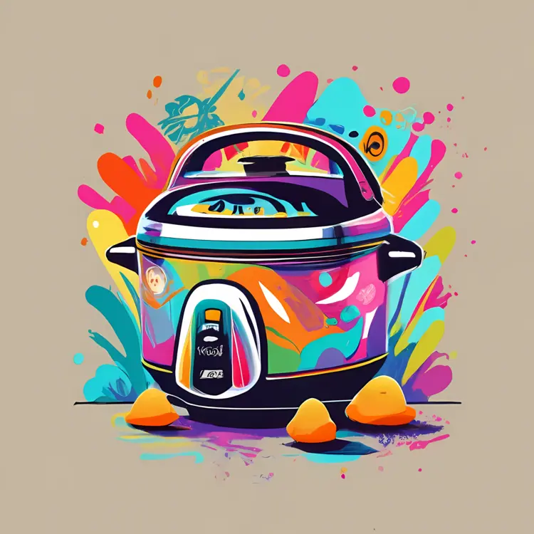 Vibrant Pressure Cooker with Colorful Background