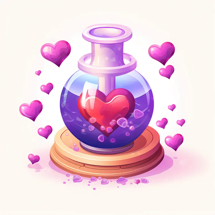 Blue Heart Potion with Pink Hearts