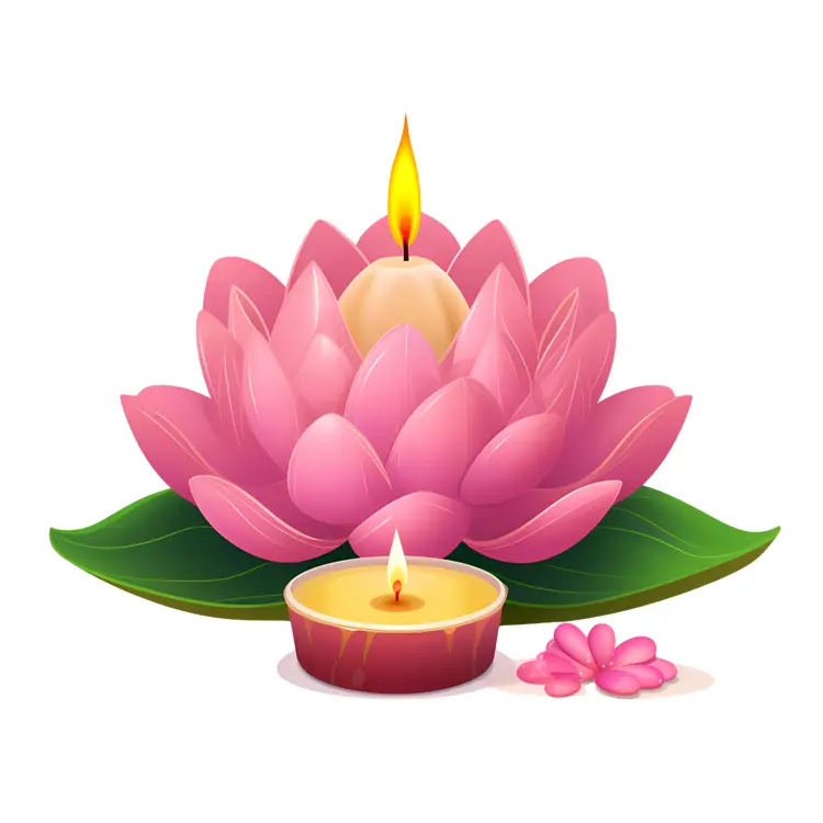 Pink Lotus Flower with Candles for Relaxation