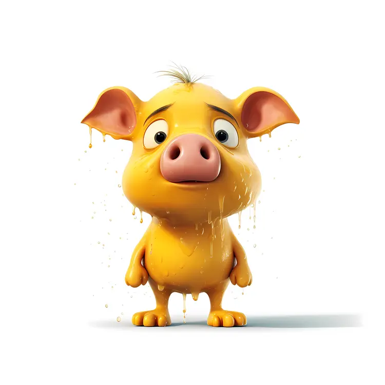 Wet Yellow Pig Cartoon