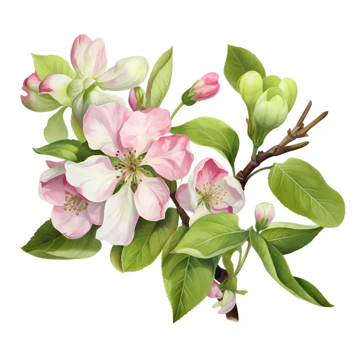 Beautiful Pink and White Blossoms with Green Leaves