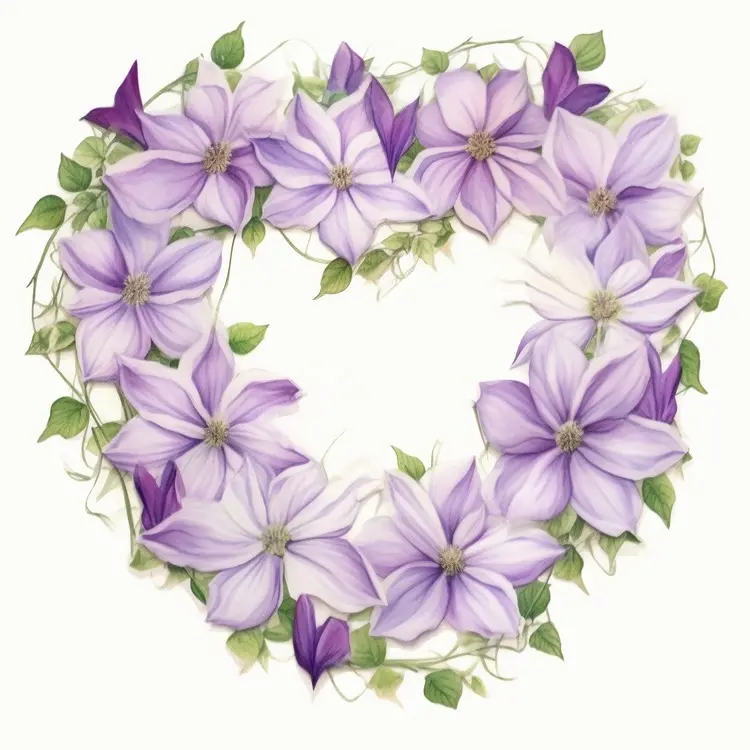Heart-Shaped Purple Flower Wreath for Valentine's Day