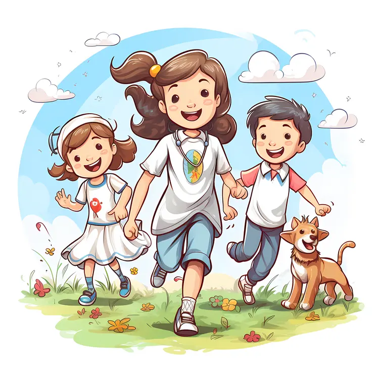 Children Running Outdoors