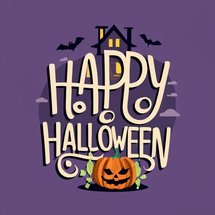 Happy Halloween with Pumpkin and Bats