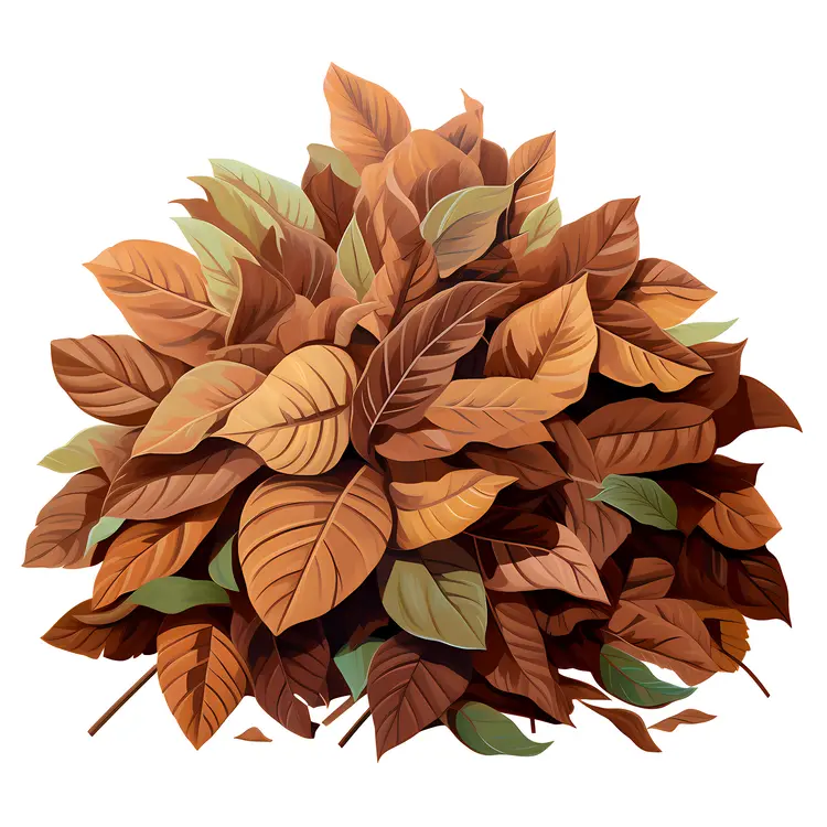 Heap of Brown and Green Autumn Leaves