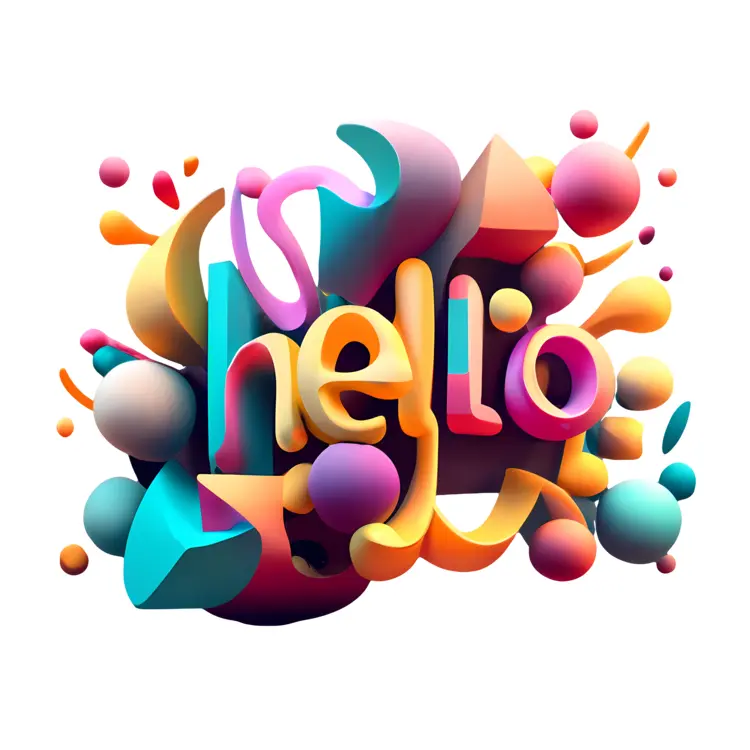 3D Colorful Hello Text