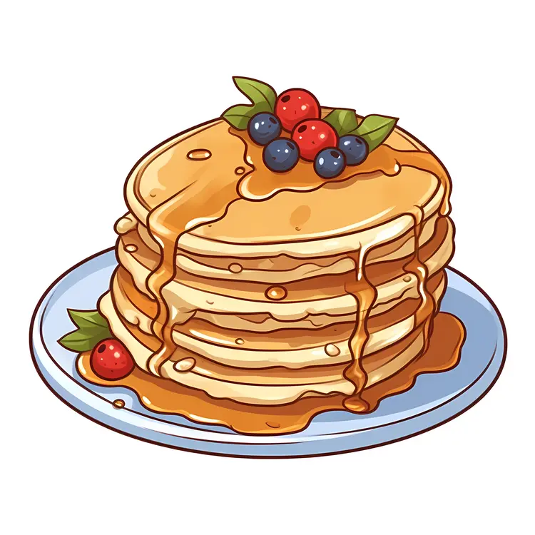 Fruity Pancakes with Berries and Syrup