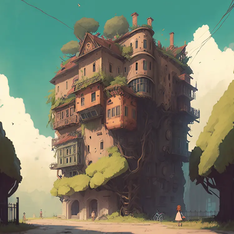 Whimsical Treehouse in a Fantasy Setting