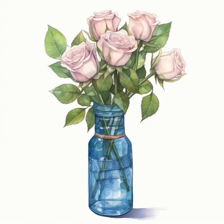 Beautiful Roses in a Blue Vase
