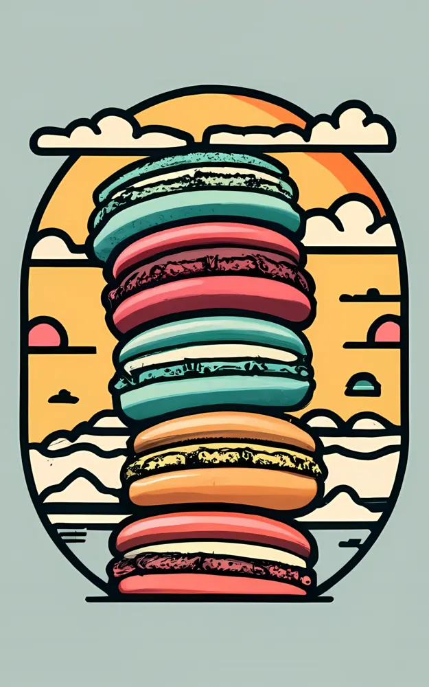 Macarons Stack with Sunset Background