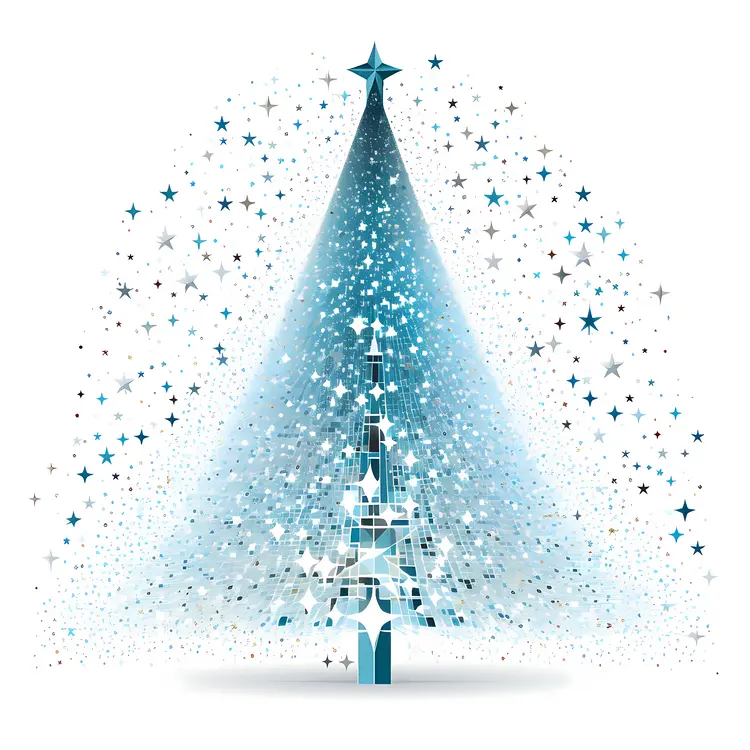 Blue Sparkling Christmas Tree with Star