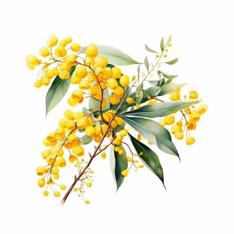 Yellow Flowers and Green Leaves Watercolor Floral Arrangement