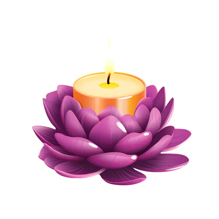 Purple Lotus Candle with Flame
