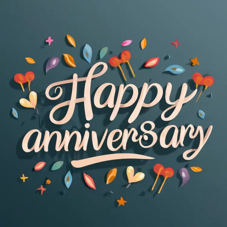 Happy Anniversary Greeting Card with Colorful Decorations