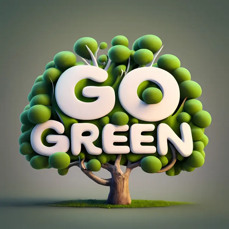 Go Green tree with environmental message