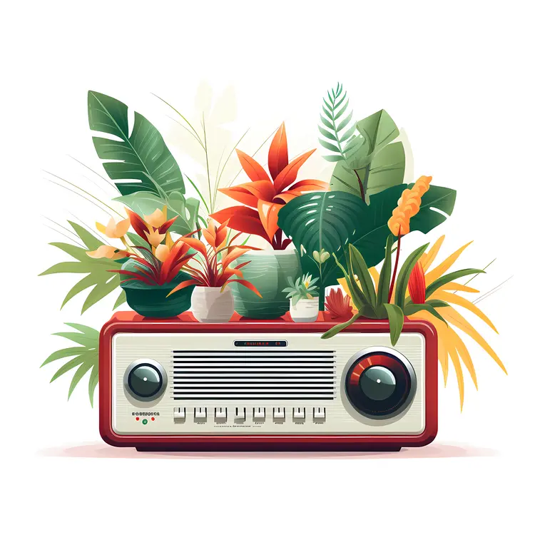 Vintage Radio with Plants