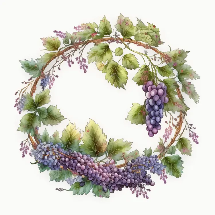 Beautiful Grape Wreath Illustration