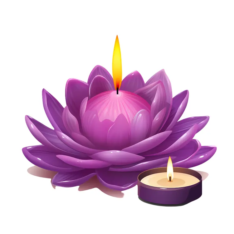 Purple Lotus Candle with Flame