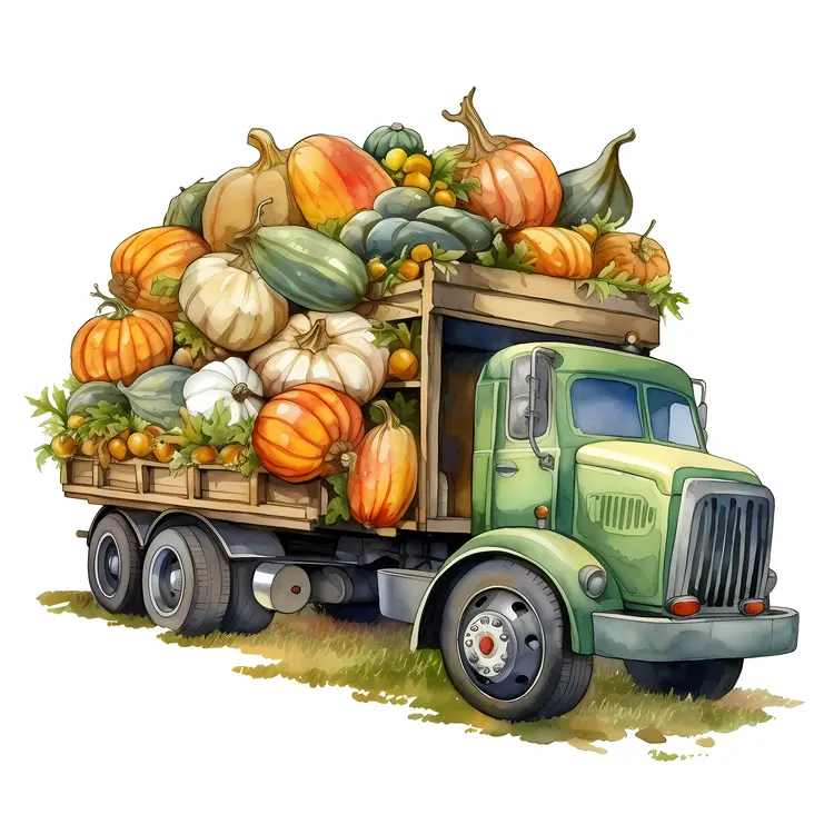 Harvest Truck with Pumpkins for Thanksgiving