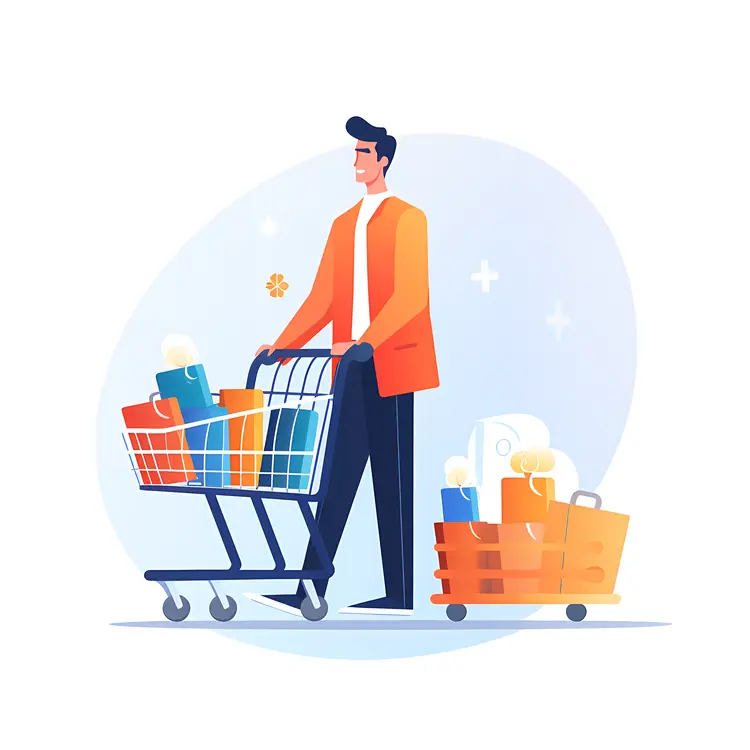Man with Full Shopping Cart