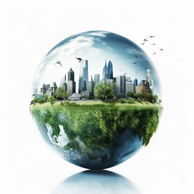 City in Globe Illustration