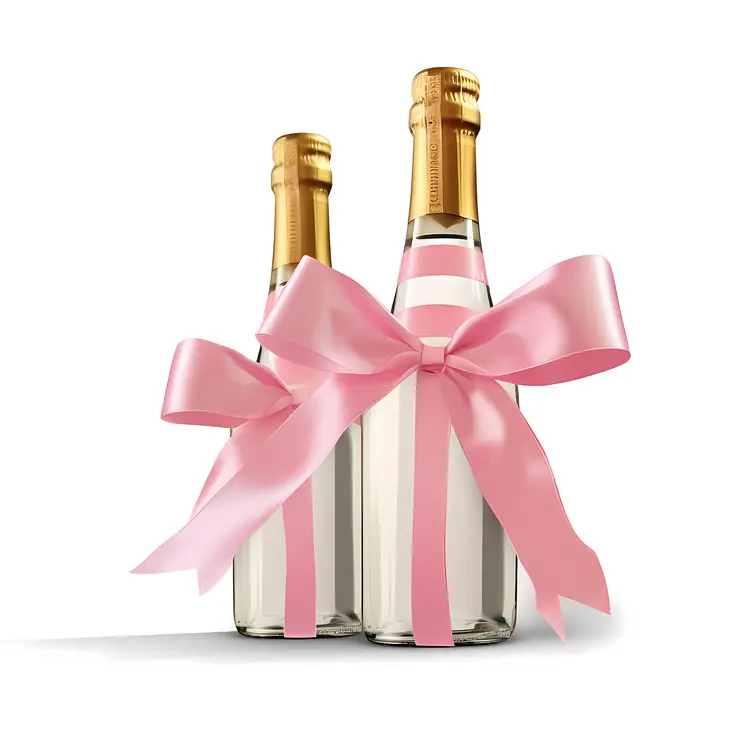 Champagne Bottles with Pink Ribbon for Celebrations