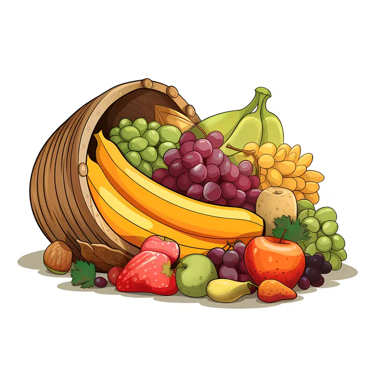 Cornucopia with Bananas and Fruits