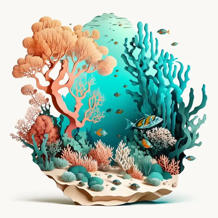Beautiful Coral Reef with Marine Life