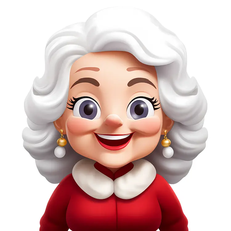 Smiling Elderly Woman in Red Dress