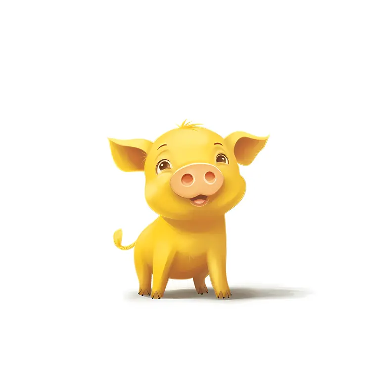 Adorable Yellow Pig Cartoon