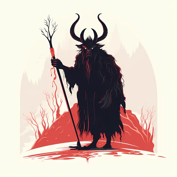 Demon with Staff in Dark Forest