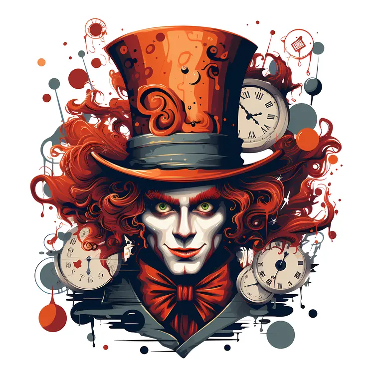 Mad Hatter with Clocks and Hat
