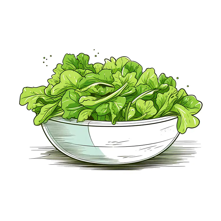 Fresh Green Lettuce in a Bowl Illustration