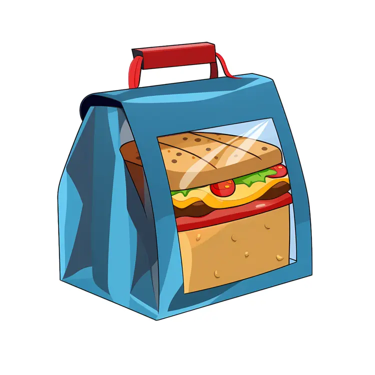 Blue Lunch Bag with Sandwich