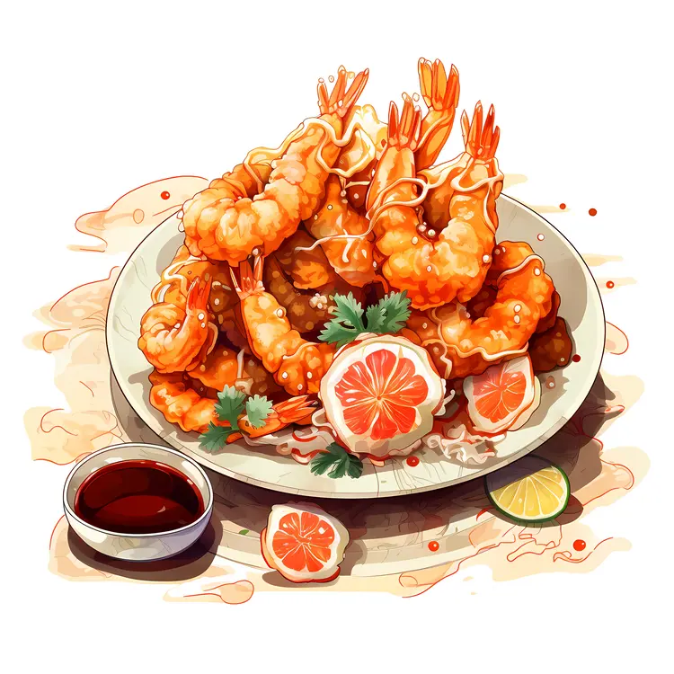 Crispy Fried Shrimp with Lemon and Soy Sauce