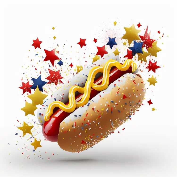 Festive Hot Dog with Colorful Stars