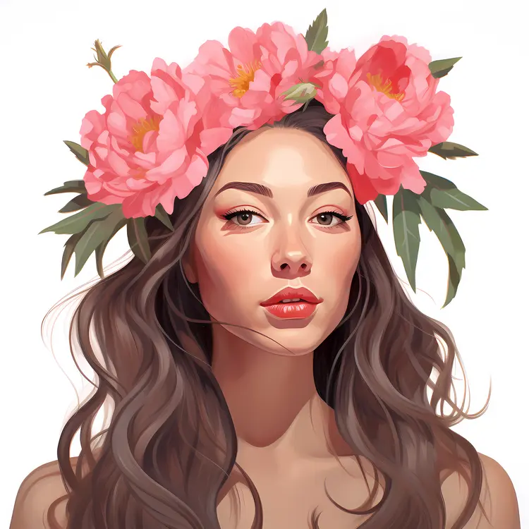 Beautiful Woman with Flower Crown