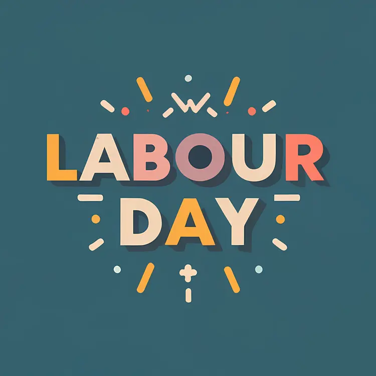 Colorful Decorative Labour Day Text