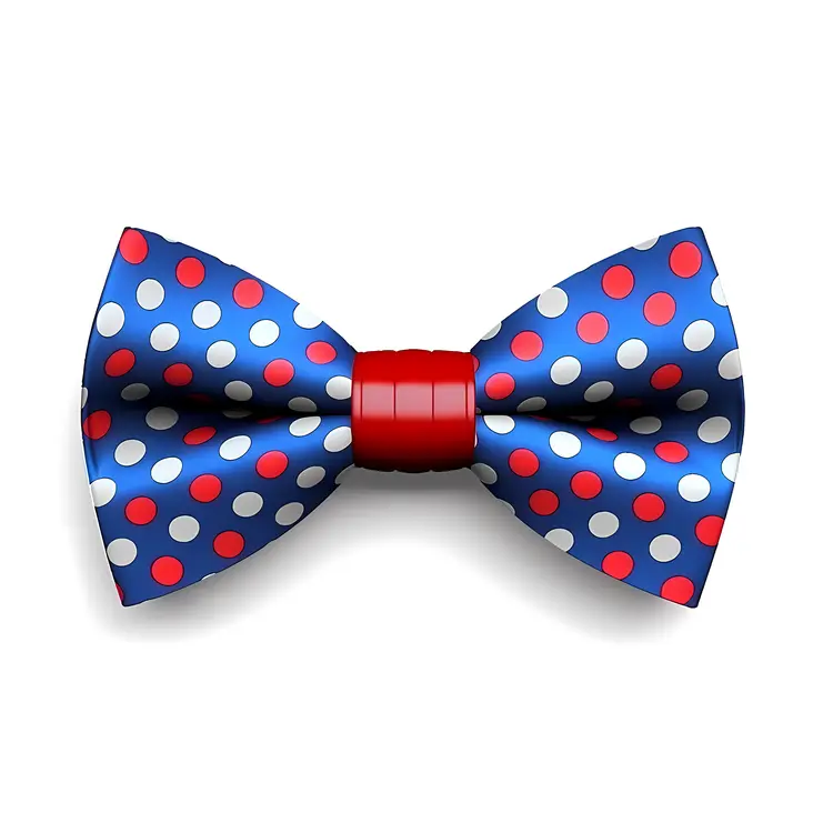 Blue Polka Dot Bow Tie with Red Center