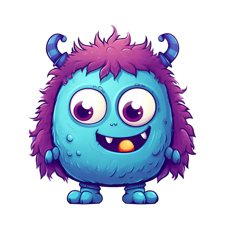 Cute Blue Monster with Horns