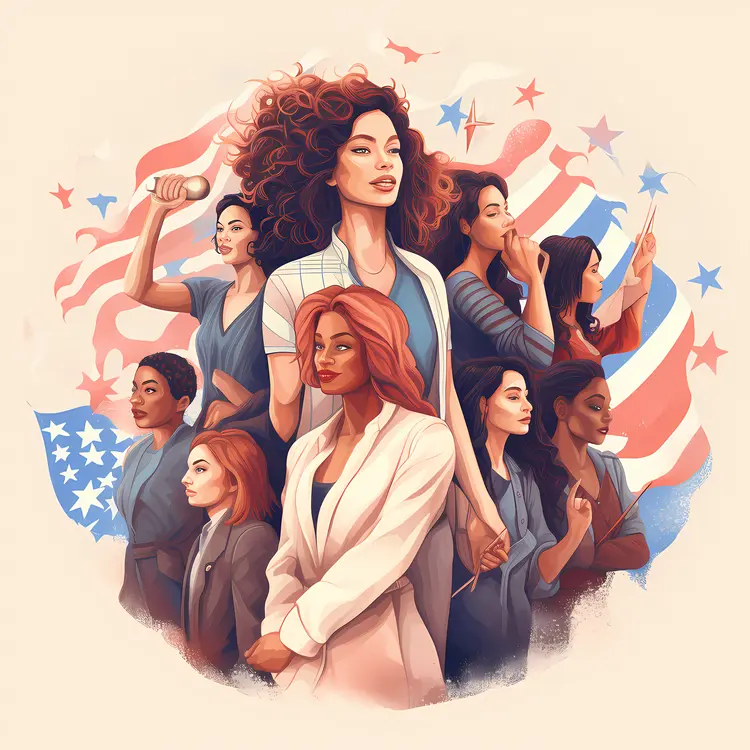 Empowered Women with American Flag